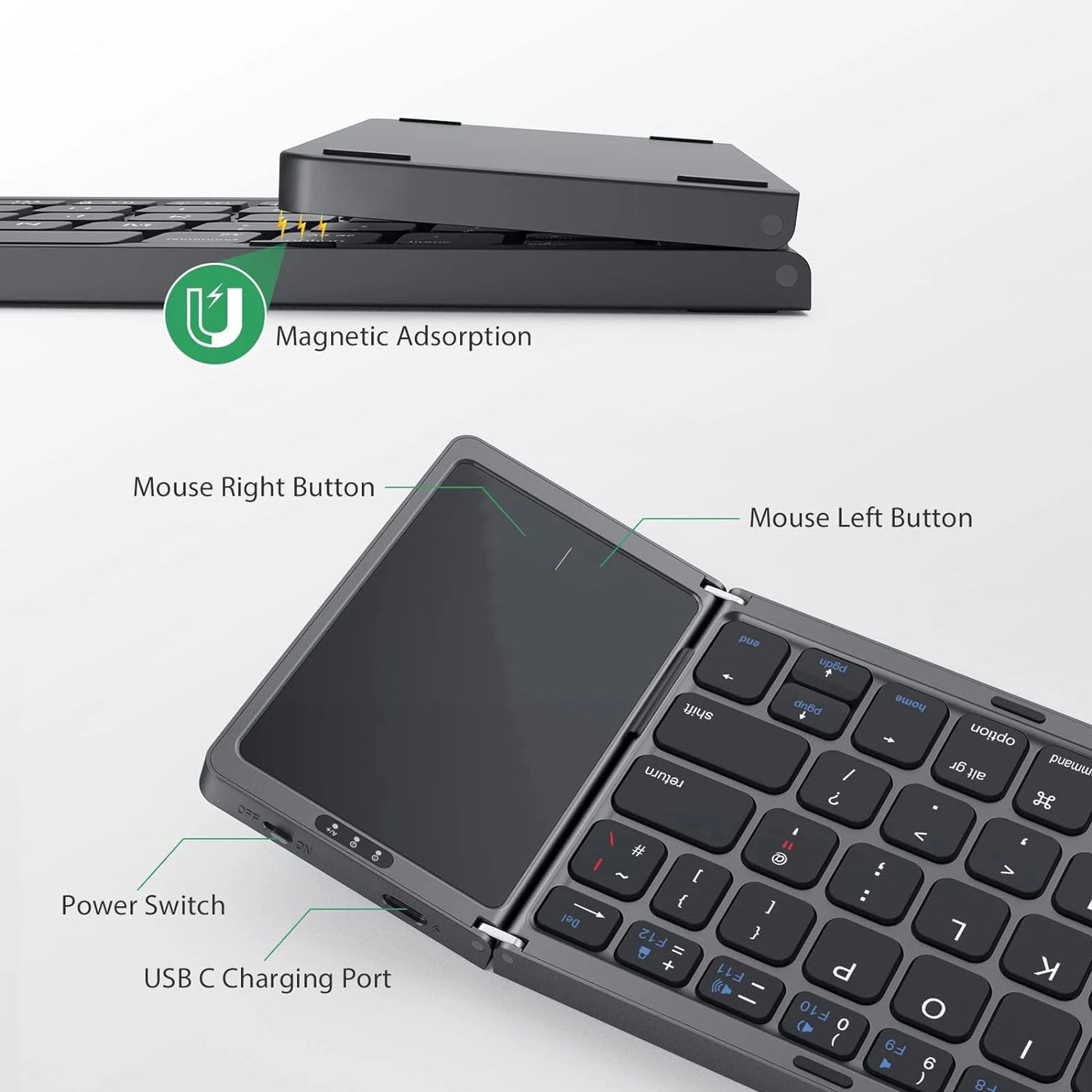 Portable Mini Bluetooth Wireless Folding Keyboard for Mac Ios Android Windows PC Tablet
