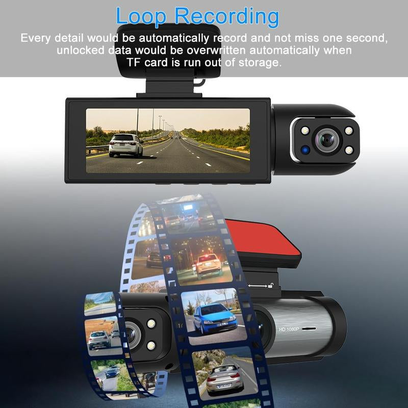 Ultimate 2-in-1 Car Dash Cam: Front & Rear Wide Angle with IR Night Vision, Loop Recording, and 32GB TF Card