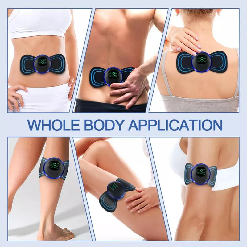 4PCS LCD EMS Neck & Back Massager: 8-Mode Pulse Muscle Stimulator for Pain Relief & Relaxation