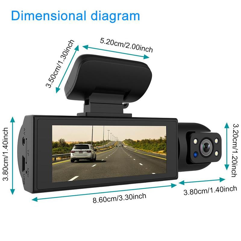 Ultimate 2-in-1 Car Dash Cam: Front & Rear Wide Angle with IR Night Vision, Loop Recording, and 32GB TF Card