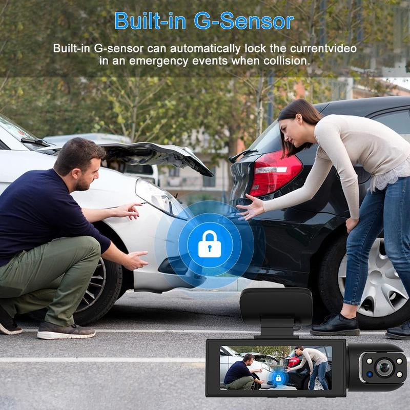 Ultimate 2-in-1 Car Dash Cam: Front & Rear Wide Angle with IR Night Vision, Loop Recording, and 32GB TF Card