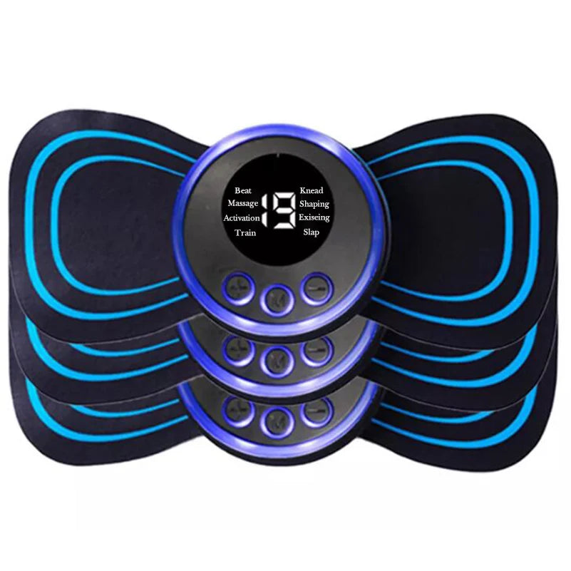 4PCS LCD EMS Neck & Back Massager: 8-Mode Pulse Muscle Stimulator for Pain Relief & Relaxation