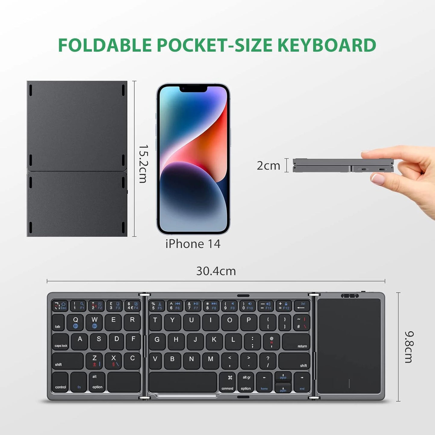 Portable Mini Bluetooth Wireless Folding Keyboard for Mac Ios Android Windows PC Tablet