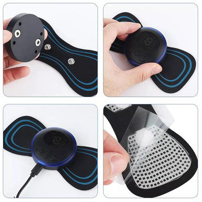 4PCS LCD EMS Neck & Back Massager: 8-Mode Pulse Muscle Stimulator for Pain Relief & Relaxation