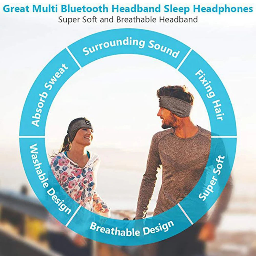 Bluetooth Sports Sleeping Headband Elastic Wireless Headphones 