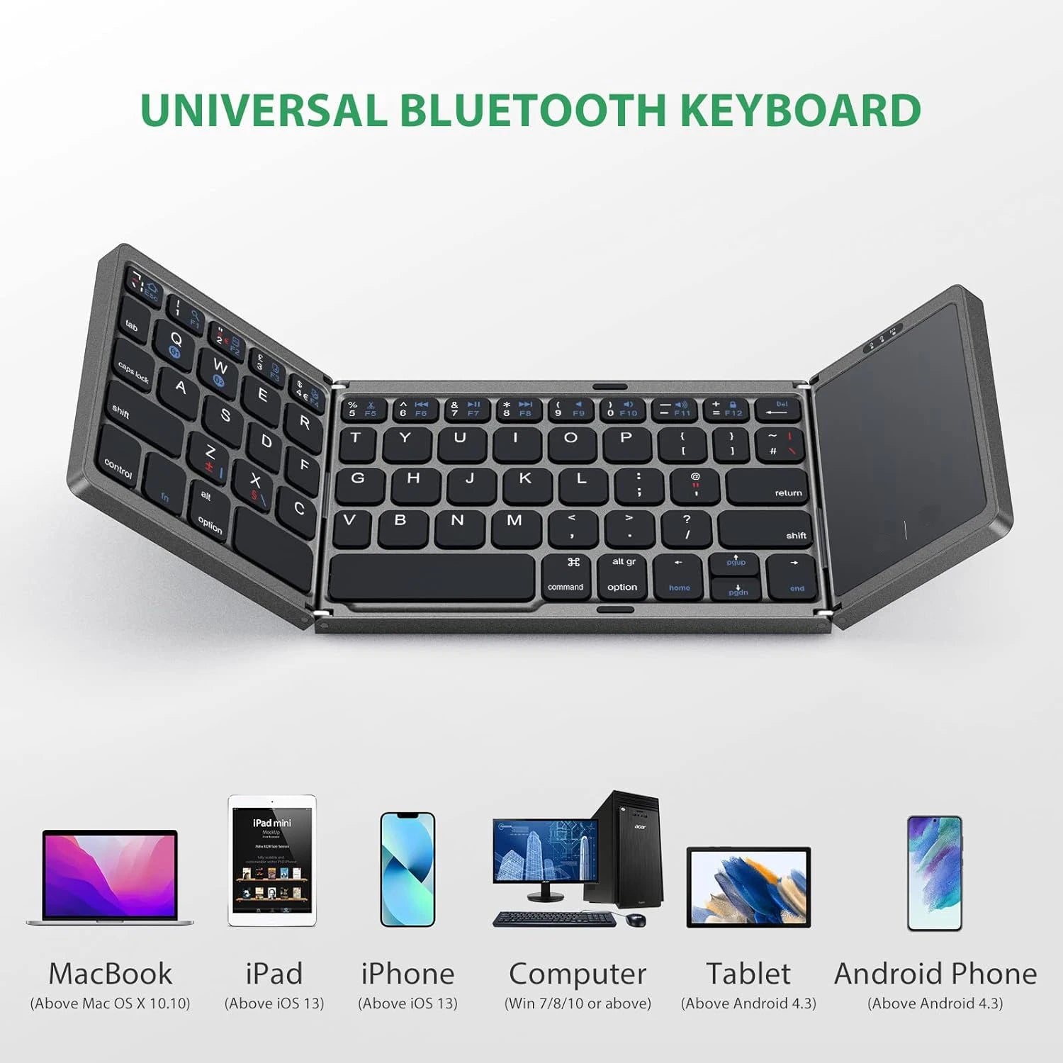 Portable Mini Bluetooth Wireless Folding Keyboard for Mac Ios Android Windows PC Tablet