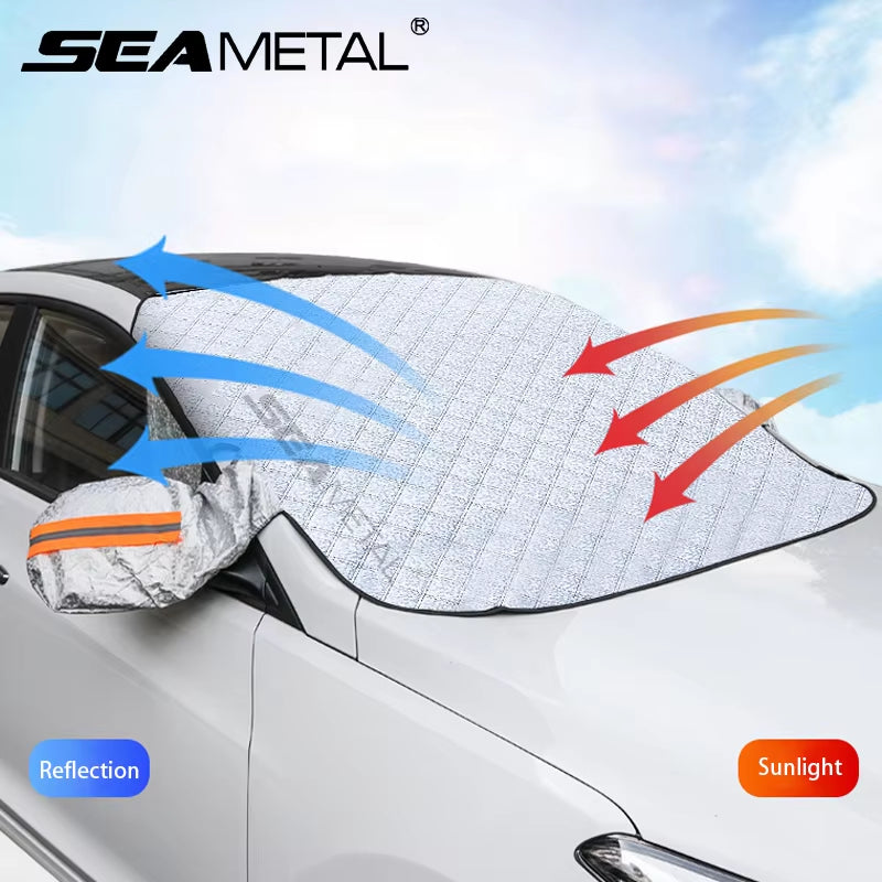 Magnetic Car Windshield Snow Shield: All-Season UV, Frost & Snow Protection Sunshade Cover
