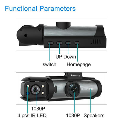 Ultimate 2-in-1 Car Dash Cam: Front & Rear Wide Angle with IR Night Vision, Loop Recording, and 32GB TF Card