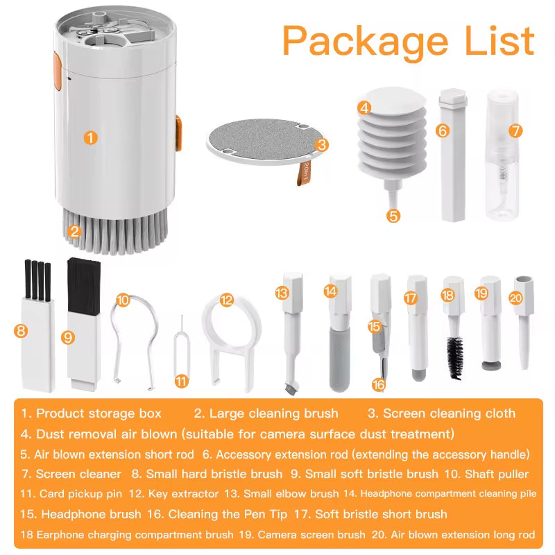 20-in-1 Digital Cleaning Kit: All-in-One Tool Set for Cameras, Headsets, Phones, Laptops, Keyboards & AirPods Pro